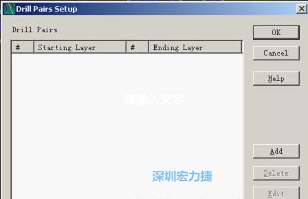 如果是盲孔或埋孔板，則還須點(diǎn)擊菜單Setup→Drill Partis調(diào)出鉆孔對(duì)設(shè)置窗口，看有無按孔的屬性設(shè)置好鉆孔層，如無則須作相應(yīng)的添加或調(diào)整。